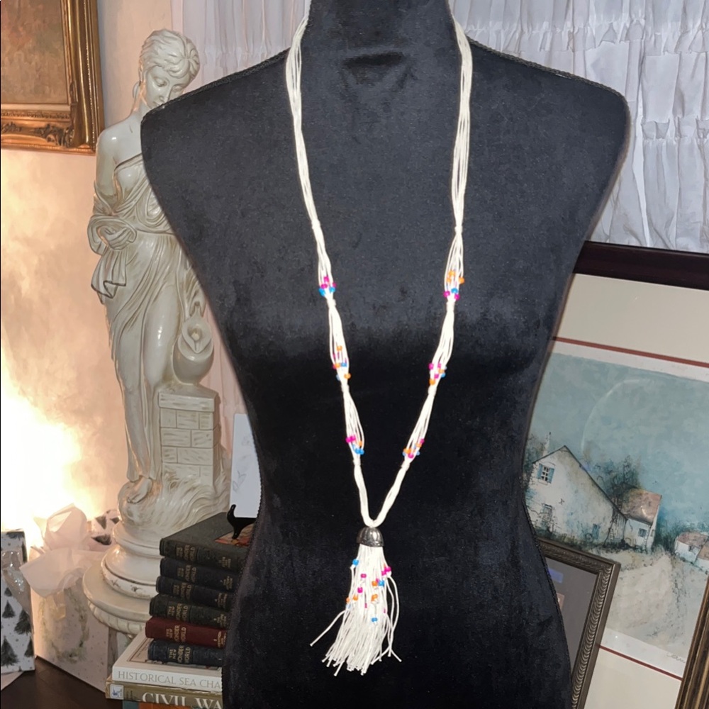 Vintage Boho Beaded Tassel Necklace